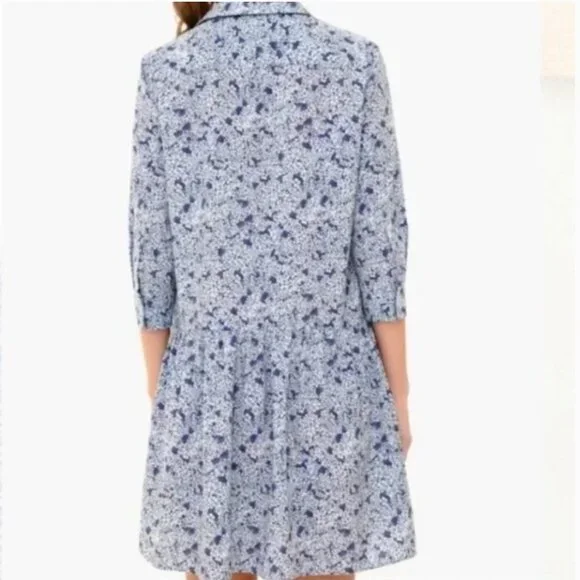 Tuckernuck Hayes Button Front Shirt Dress Blue Hydrangeas XXS
